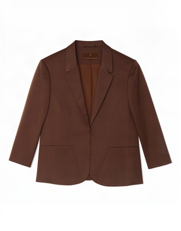 Fenn Wright Manson Womens 3/4 Sleeve Blazer Jacket UK 14 Large Brown