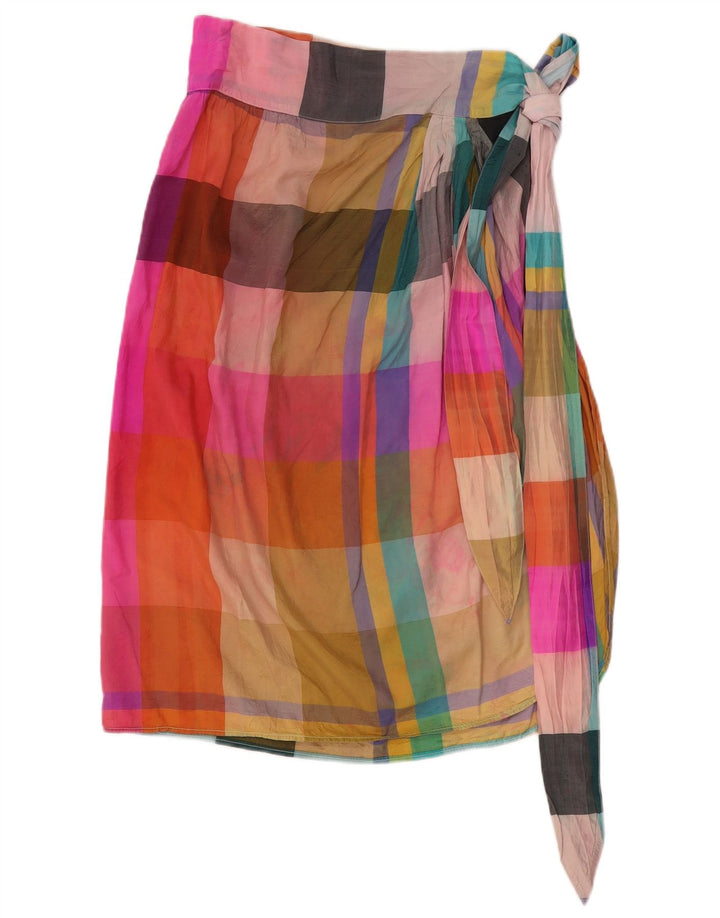 i Blues Womens Wrap Skirt IT 42 Medium W26 Multicoloured Check Silk