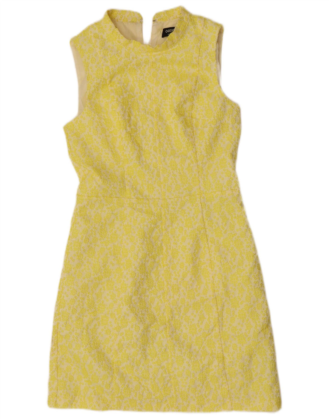 Oasis Womens Sleeveless Sheath Dress UK 12 Medium Yellow Floral Polyester