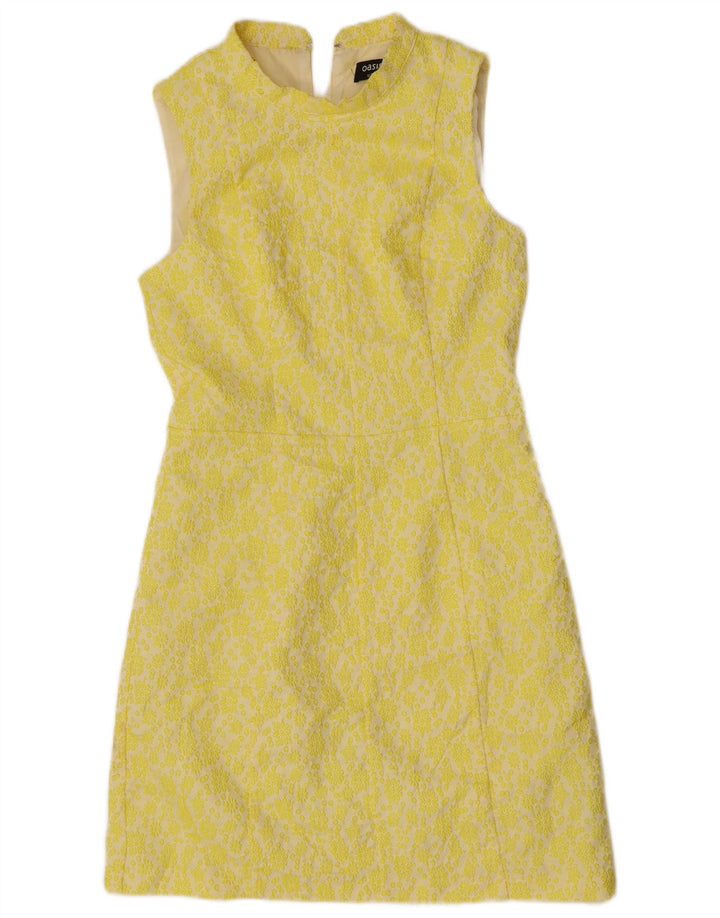 Oasis Womens Sleeveless Sheath Dress UK 12 Medium Yellow Floral Polyester