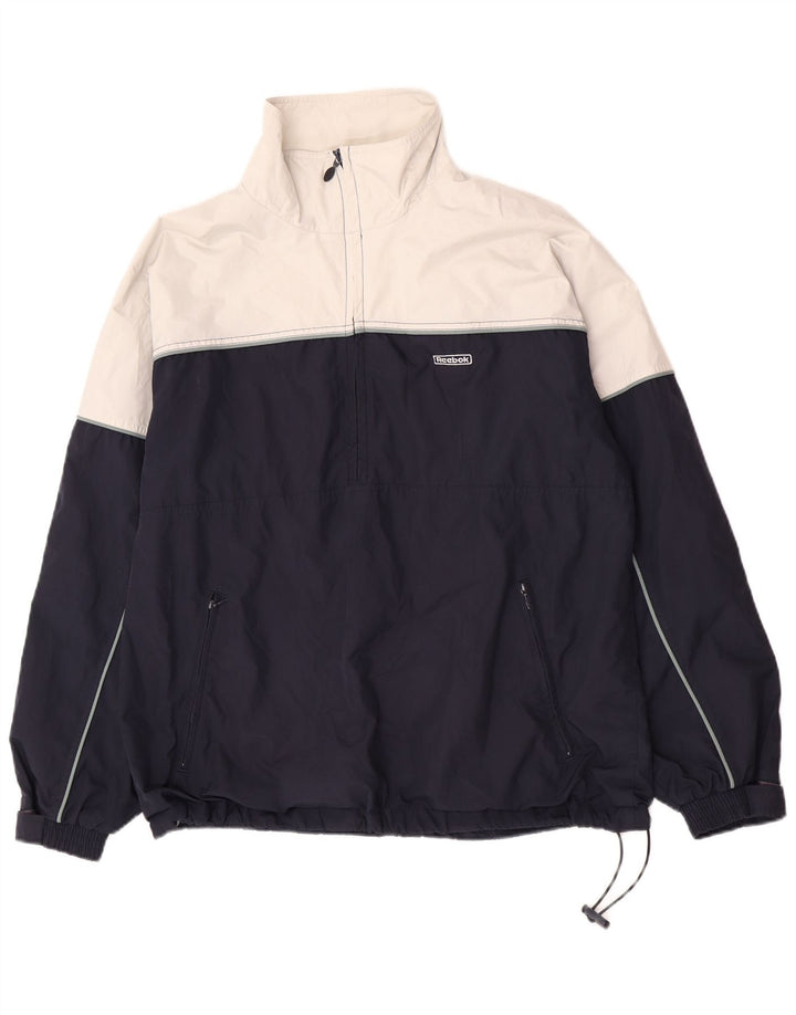 REEBOK Mens Pullover Rain Jacket UK 36 Small Navy Blue Colourblock
