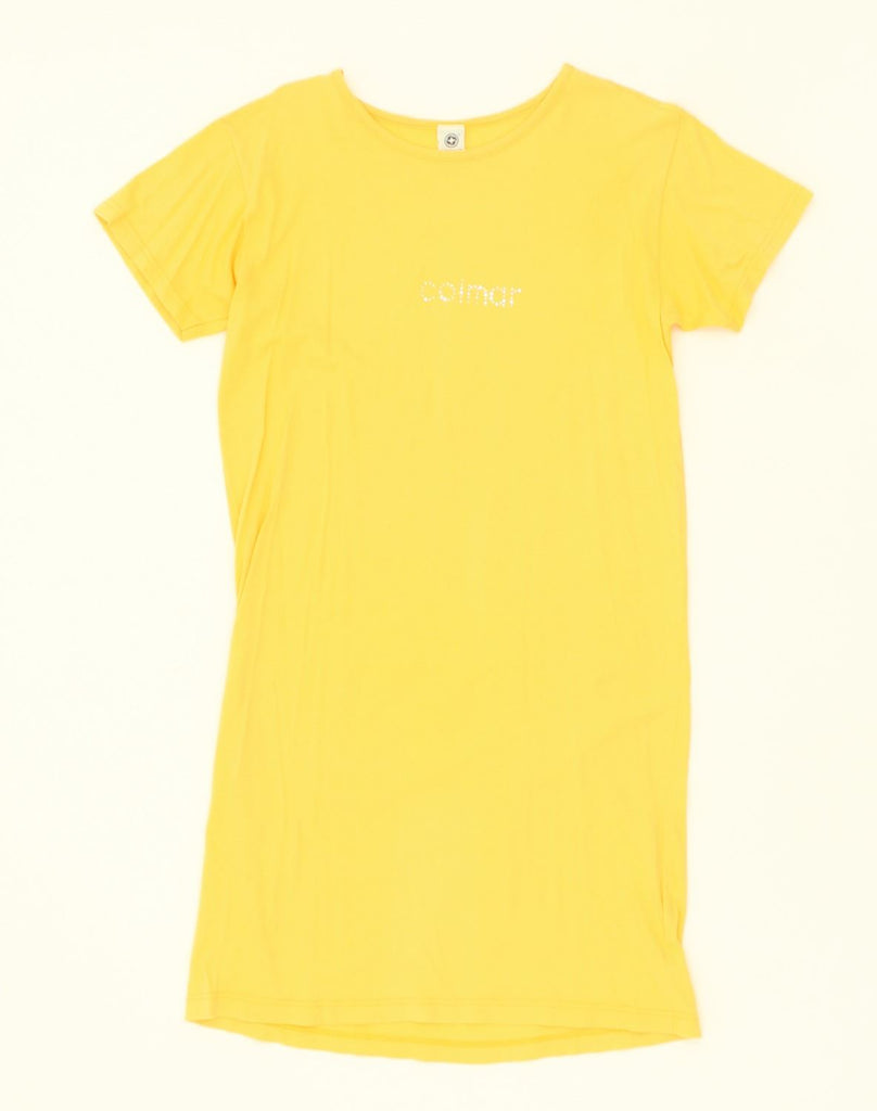 COLMAR Womens Graphic T-Shirt Dress UK 10 Small Yellow Cotton | Vintage Colmar | Thrift | Second-Hand Colmar | Used Clothing | Messina Hembry 