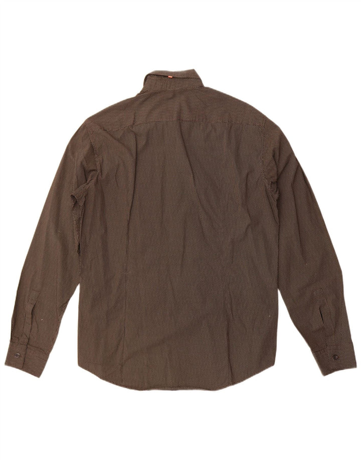 Hugo Boss Mens Shirt Medium Black Spotted Cotton