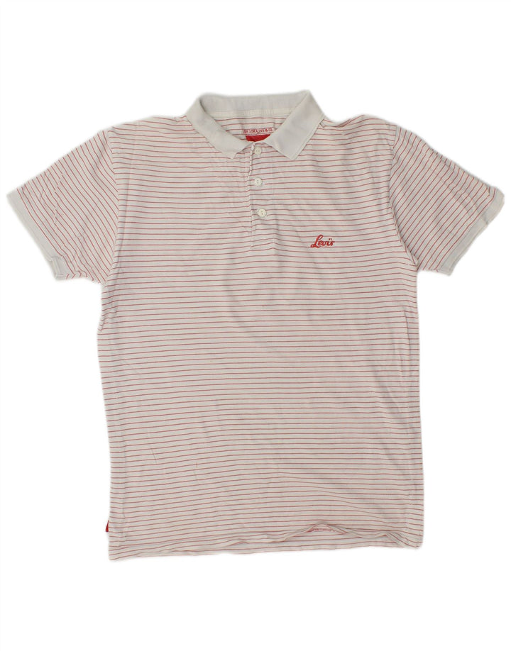 LEVI'S Mens Polo Shirt Medium White Pinstripe