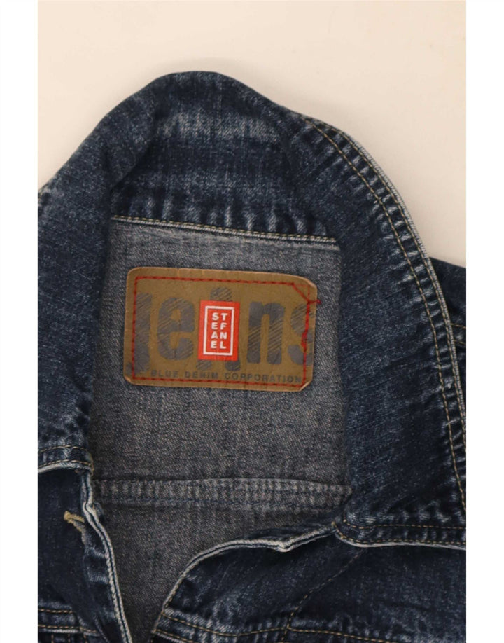 Stefanel Womens Crop Denim Jacket UK 12 Medium Navy Blue