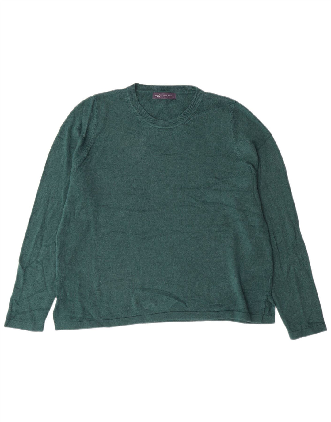 MARKS & SPENCER Womens Crew Neck Jumper Sweater UK 20 2XL  Green Acrylic