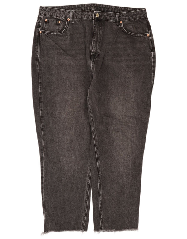 Topshop Womens High Rise Cropped Jeans US 14 XL W36 L26 Grey Cotton