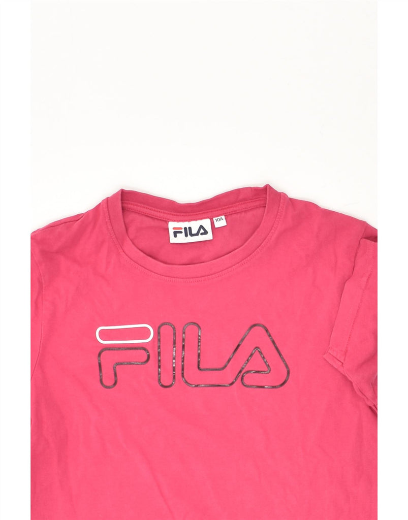 FILA Girls Graphic T-Shirt Top 9-10 Years Pink | Vintage Fila | Thrift | Second-Hand Fila | Used Clothing | Messina Hembry 