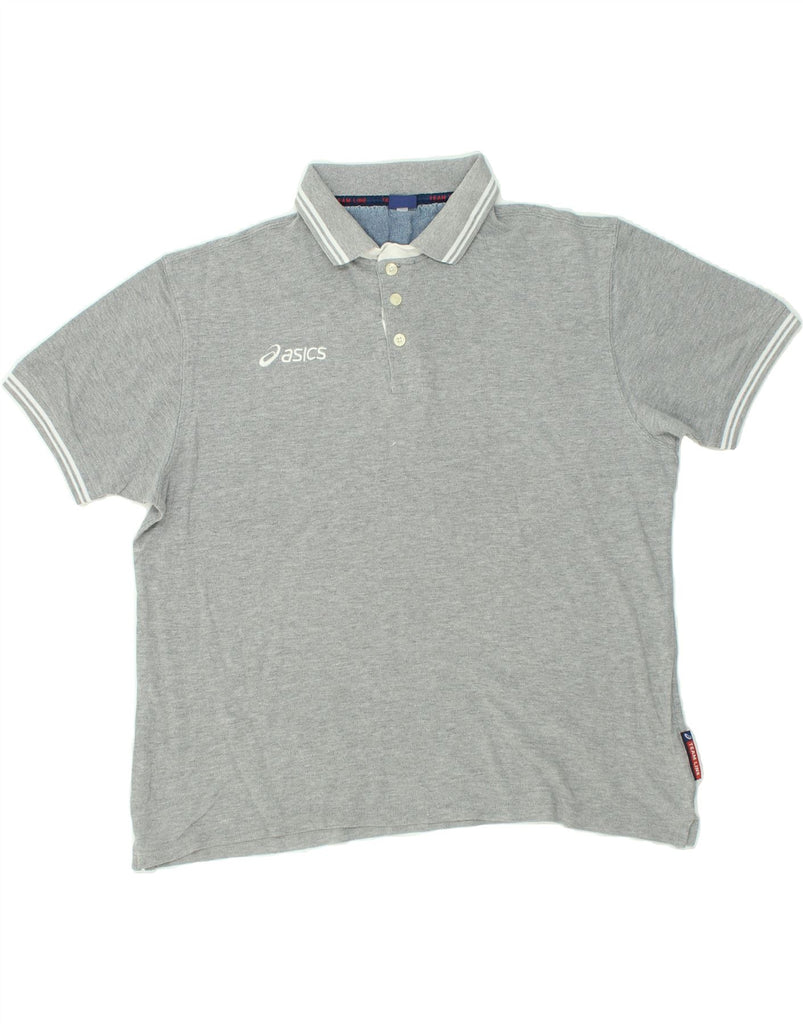 ASICS Mens Polo Shirt Large Grey Cotton | Vintage Asics | Thrift | Second-Hand Asics | Used Clothing | Messina Hembry 