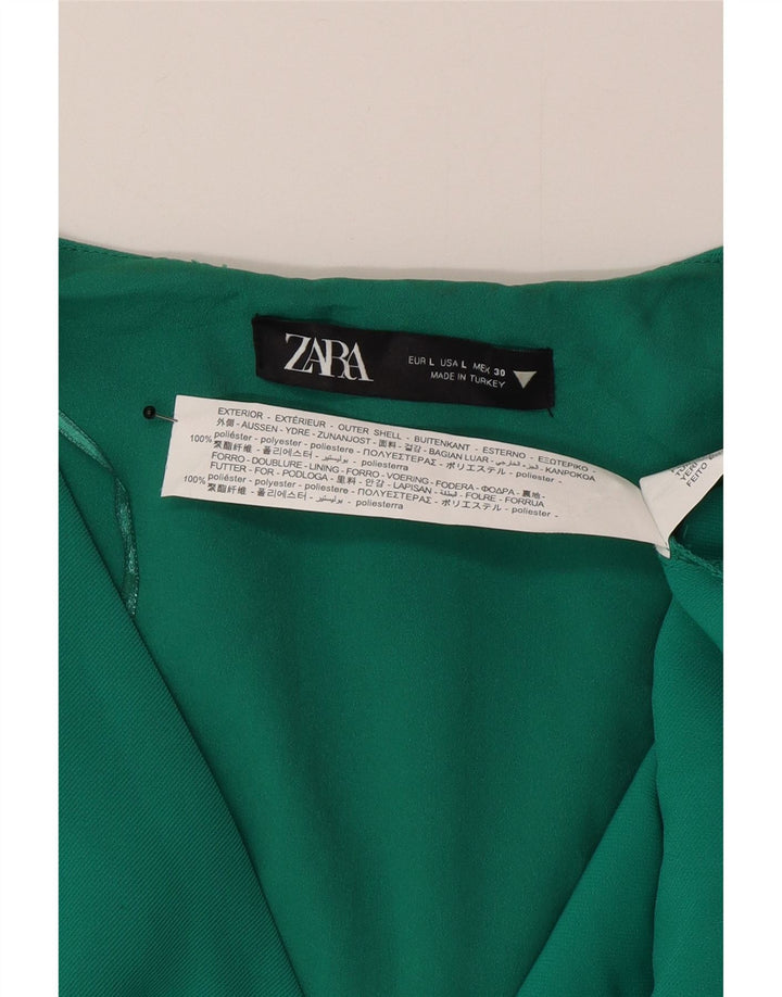 Zara Womens A-Line Dress UK 16 Large Green Polyester