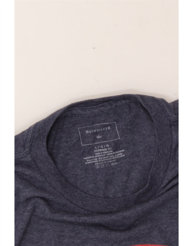 QUIKSILVER Mens Graphic T-Shirt Top Large Navy Blue Cotton Vintage Quiksilver and Second-Hand Quiksilver from Messina Hembry 