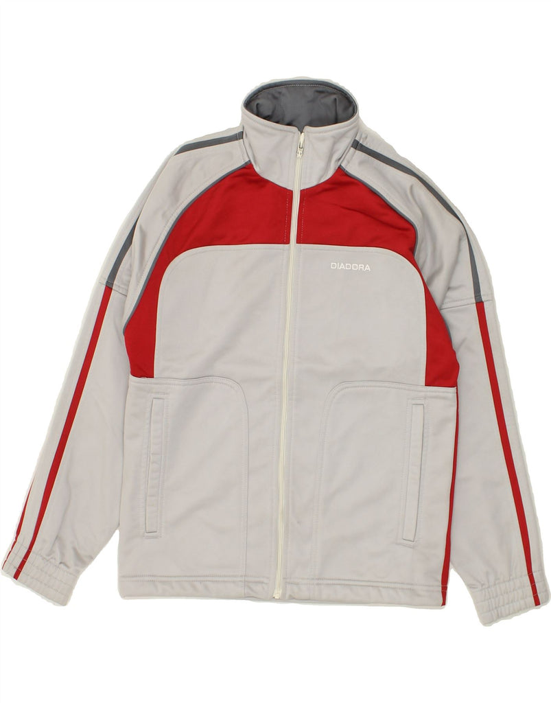 DIADORA Boys Tracksuit Top Jacket 10-11 Years Grey Colourblock Polyester | Vintage Diadora | Thrift | Second-Hand Diadora | Used Clothing | Messina Hembry 