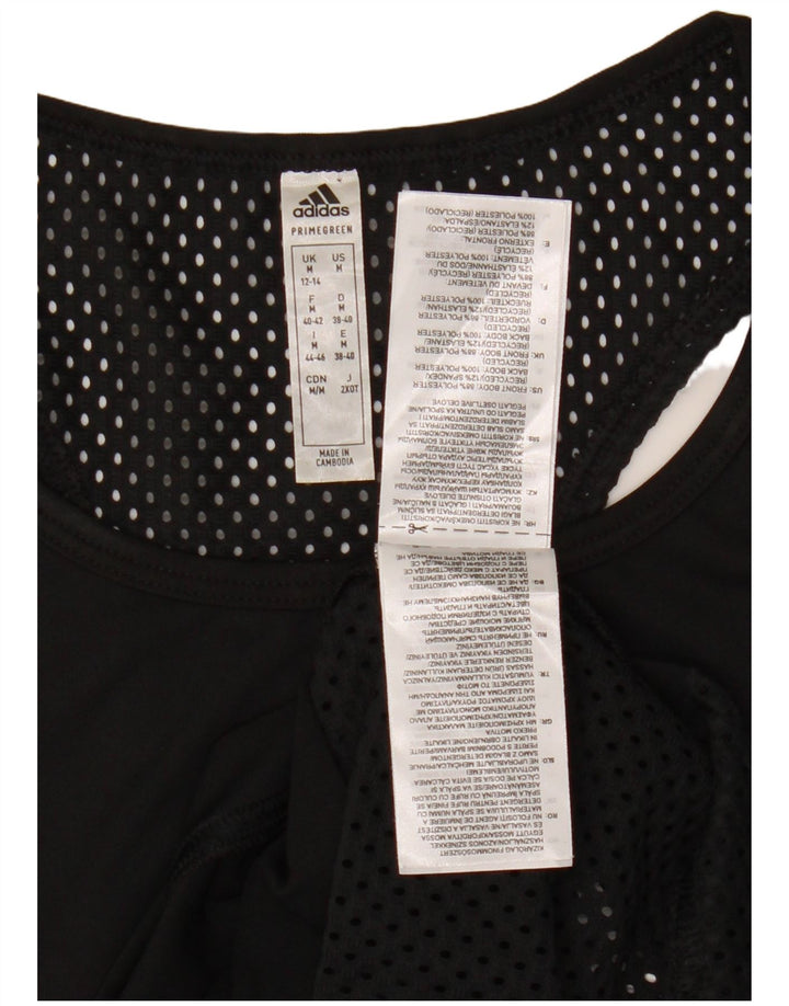 ADIDAS Womens Graphic Vest Top UK 12/14 Medium Black Polyester