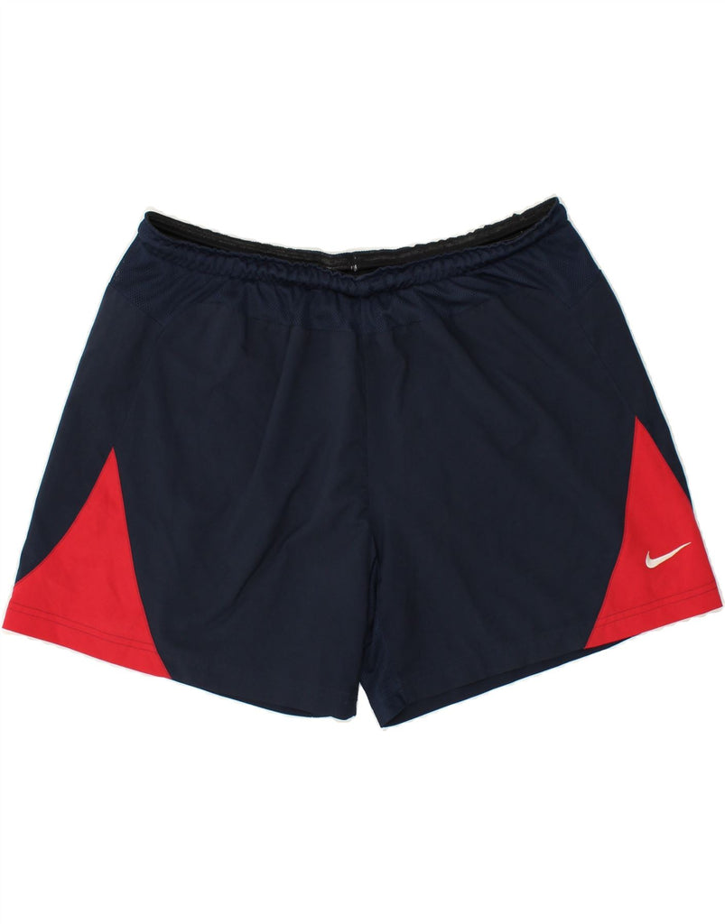 NIKE Mens Sport Shorts Large Navy Blue Colourblock | Vintage Nike | Thrift | Second-Hand Nike | Used Clothing | Messina Hembry 