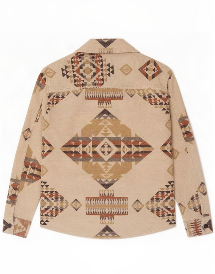 Zara Mens Shirt Small Beige Geometric