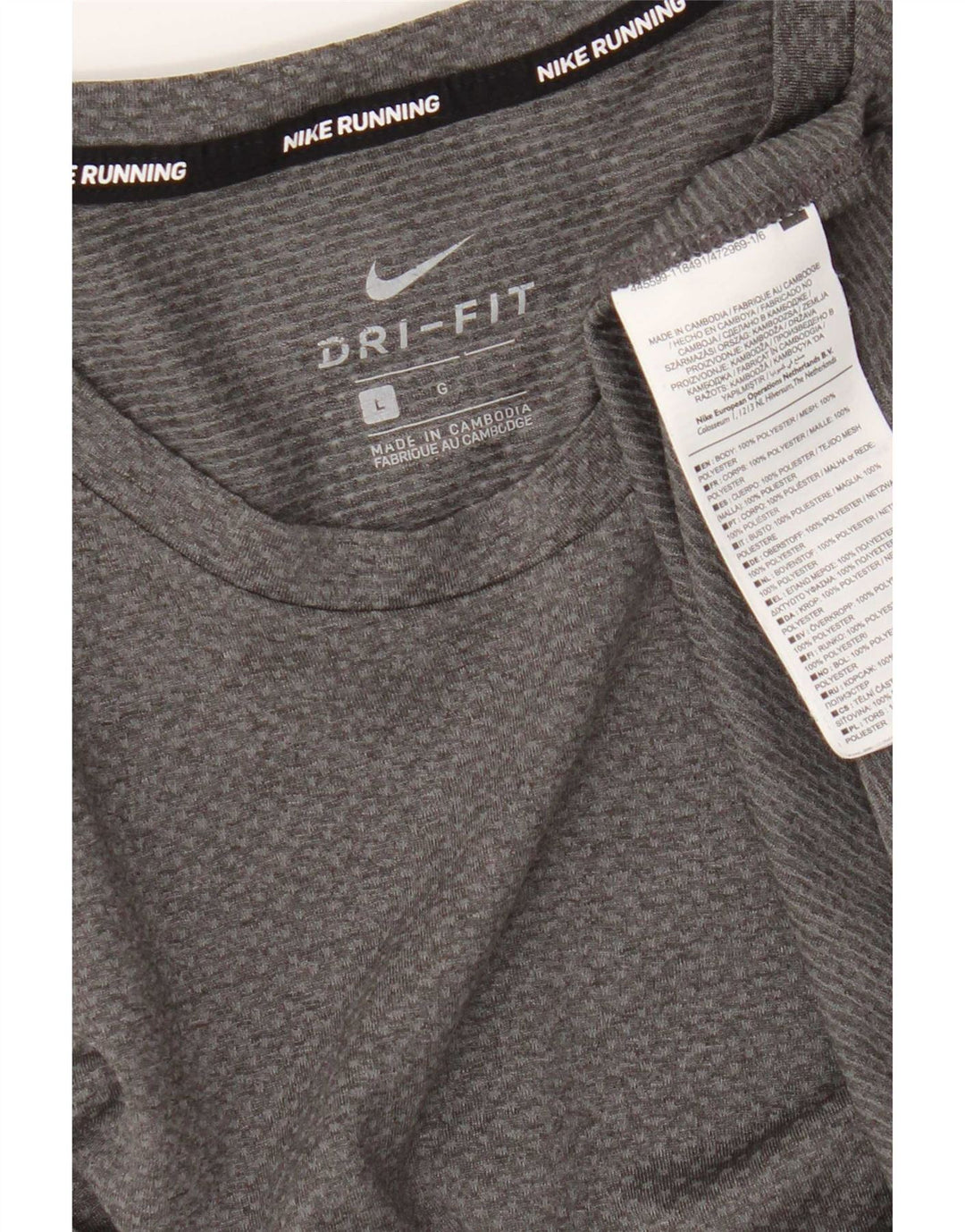 Nike Mens Dri Fit T-Shirt Top Large Grey Polyester
