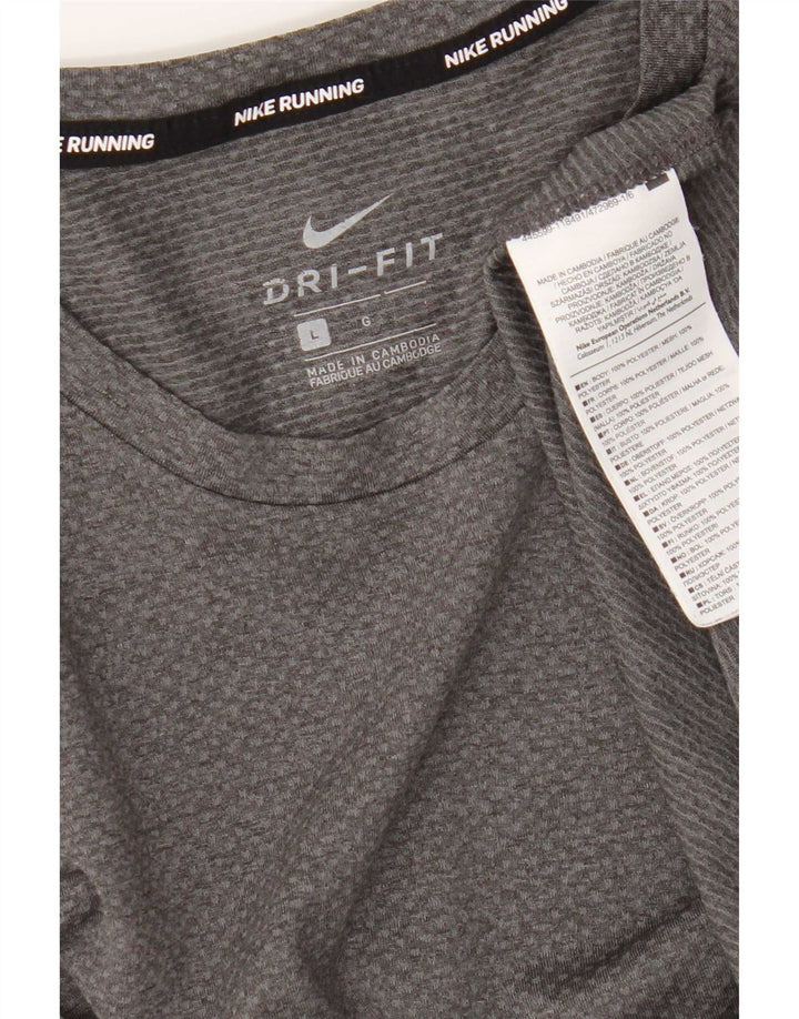 Nike Mens Dri Fit T-Shirt Top Large Grey Polyester