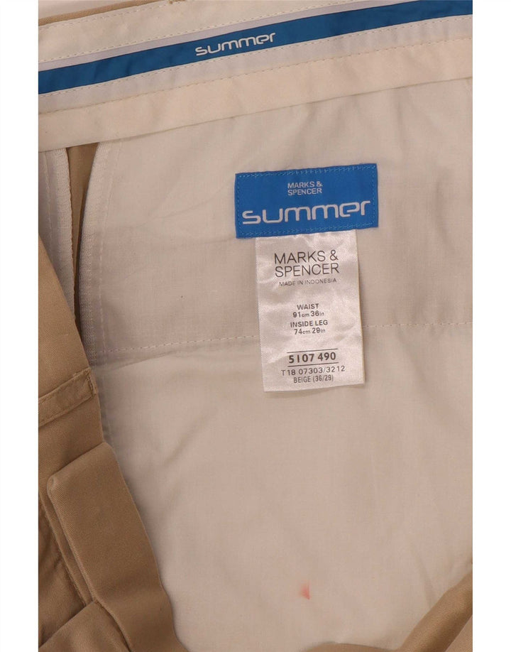Marks & Spencer Mens Pegged Suit Trousers W36 L29 Beige