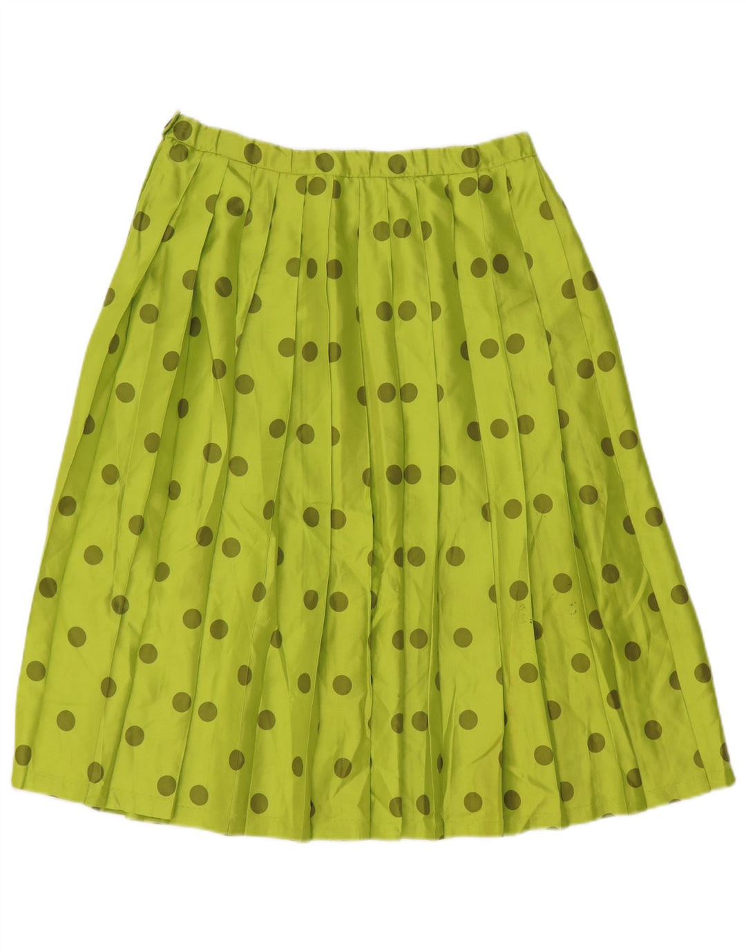 VINTAGE Womens Pleated Skirt W30 Medium Green Polka Dot