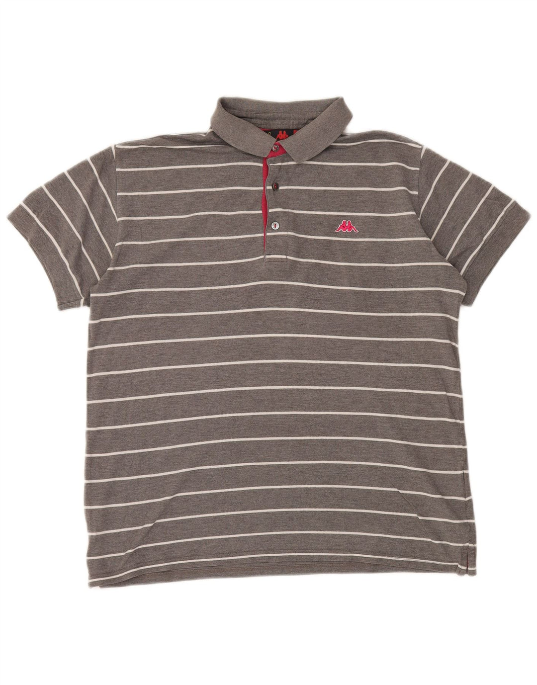 KAPPA Mens Polo Shirt XL Grey Striped Cotton