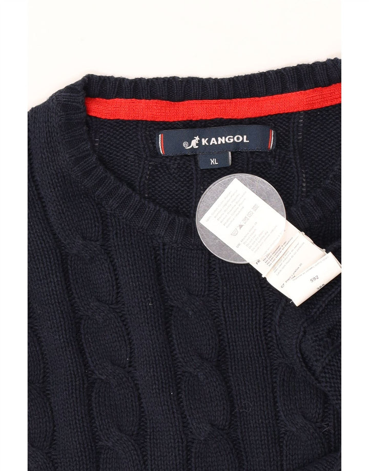 Kangol Mens Crew Neck Jumper Sweater XL Navy Blue Cotton