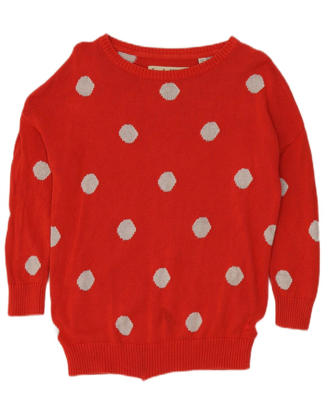 JACK WILLS Womens Boat Neck Jumper Sweater UK 10 Small  Red Polka Dot