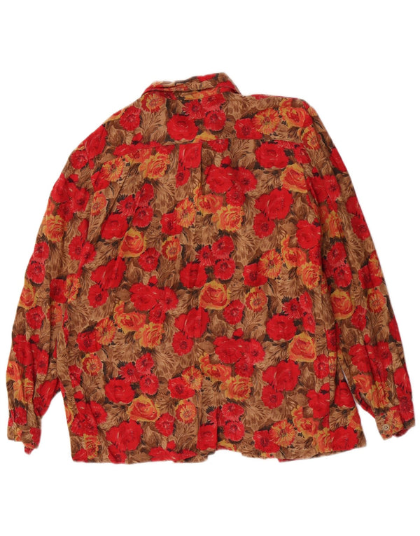 Vintage Womens Relaxed Fit Shirt UK 10 Small Red Floral Retro