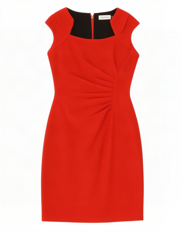 Calvin Klein Jeans Womens Sheath Dress UK 8 Small Red Polyester