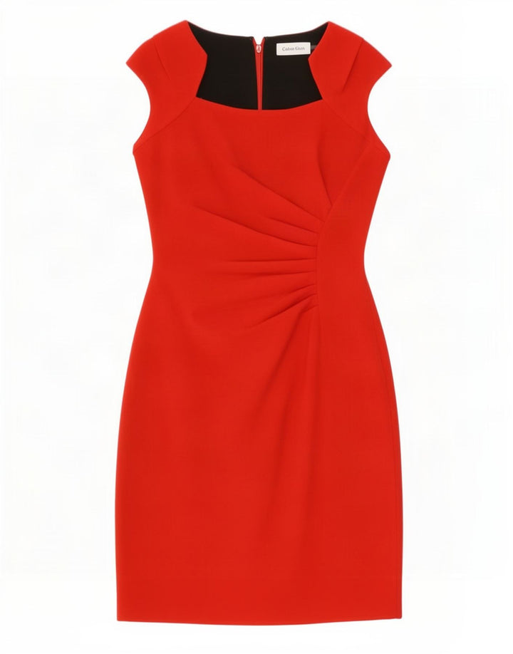Calvin Klein Jeans Womens Sheath Dress UK 8 Small Red Polyester