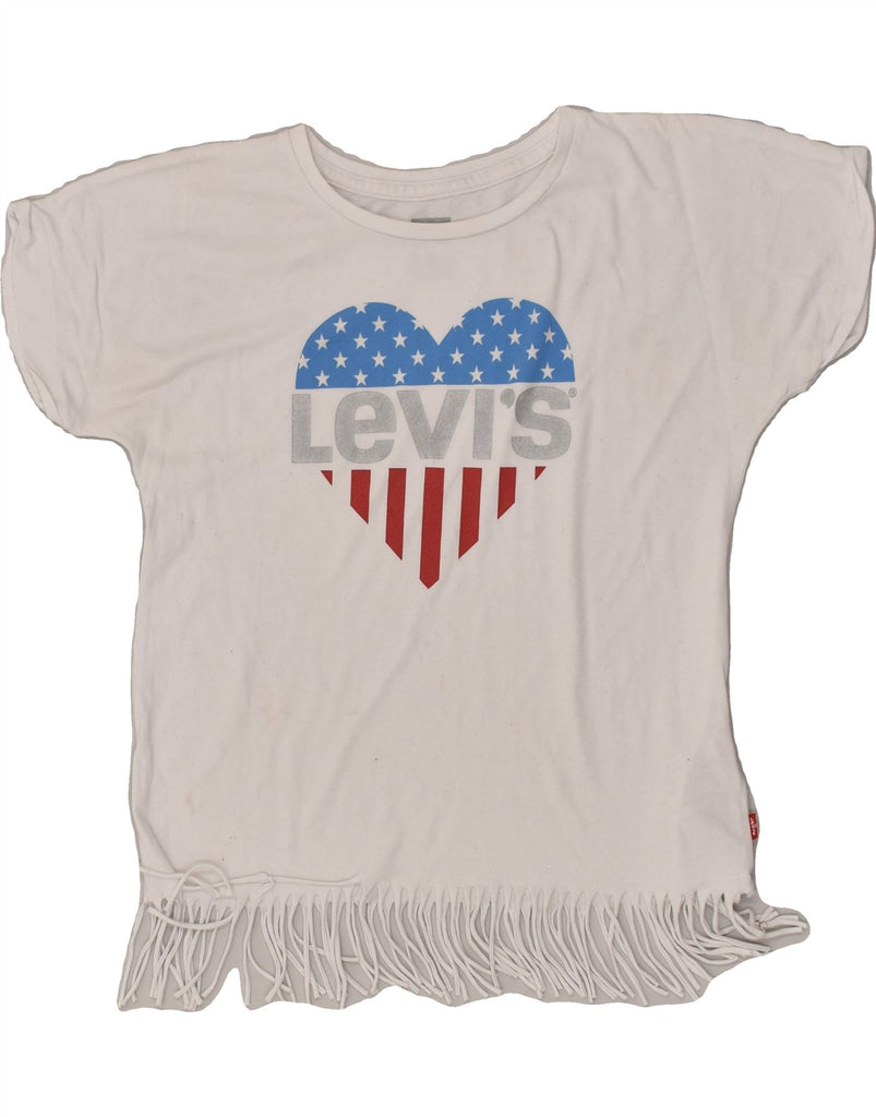 LEVI'S Girls Graphic T-Shirt Top 13-14 Years Off White Cotton | Vintage Levi's | Thrift | Second-Hand Levi's | Used Clothing | Messina Hembry 