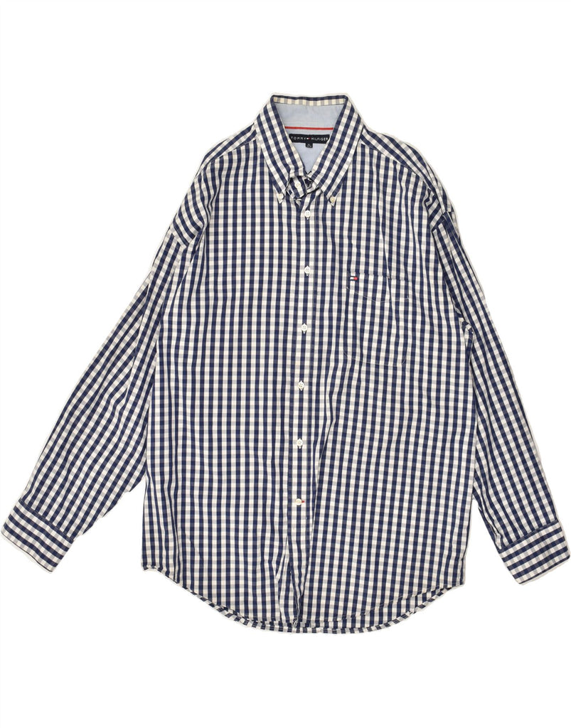 TOMMY HILFIGER Mens Shirt XL Blue Gingham | Vintage Tommy Hilfiger | Thrift | Second-Hand Tommy Hilfiger | Used Clothing | Messina Hembry 