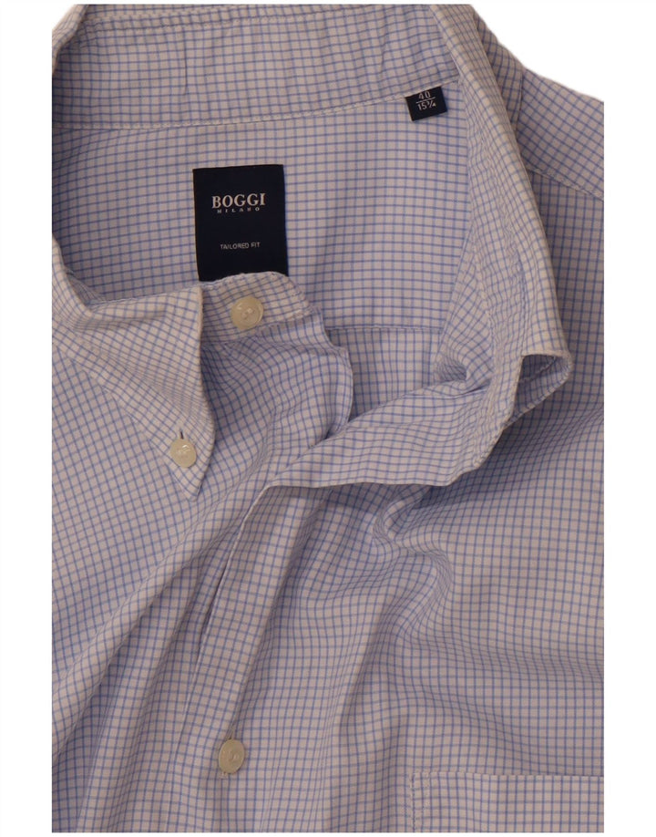 BOGGI Mens Tailored Fit Shirt Size 40 15 3/4 Medium Blue Check