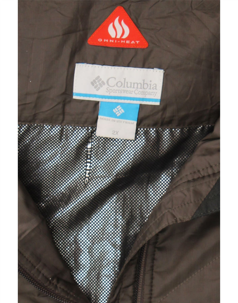 COLUMBIA Mens Omni-Heat Hooded Windbreaker Coat UK 44 2XL Grey Polyester Vintage Columbia and Second-Hand Columbia from Messina Hembry 