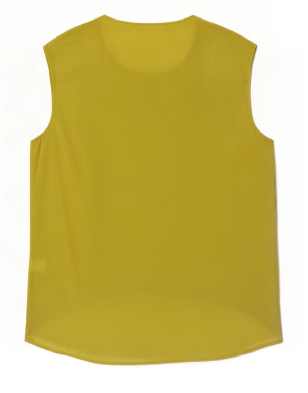 Vintage Womens Sleeveless Blouse Top UK 10 Small Green Silk