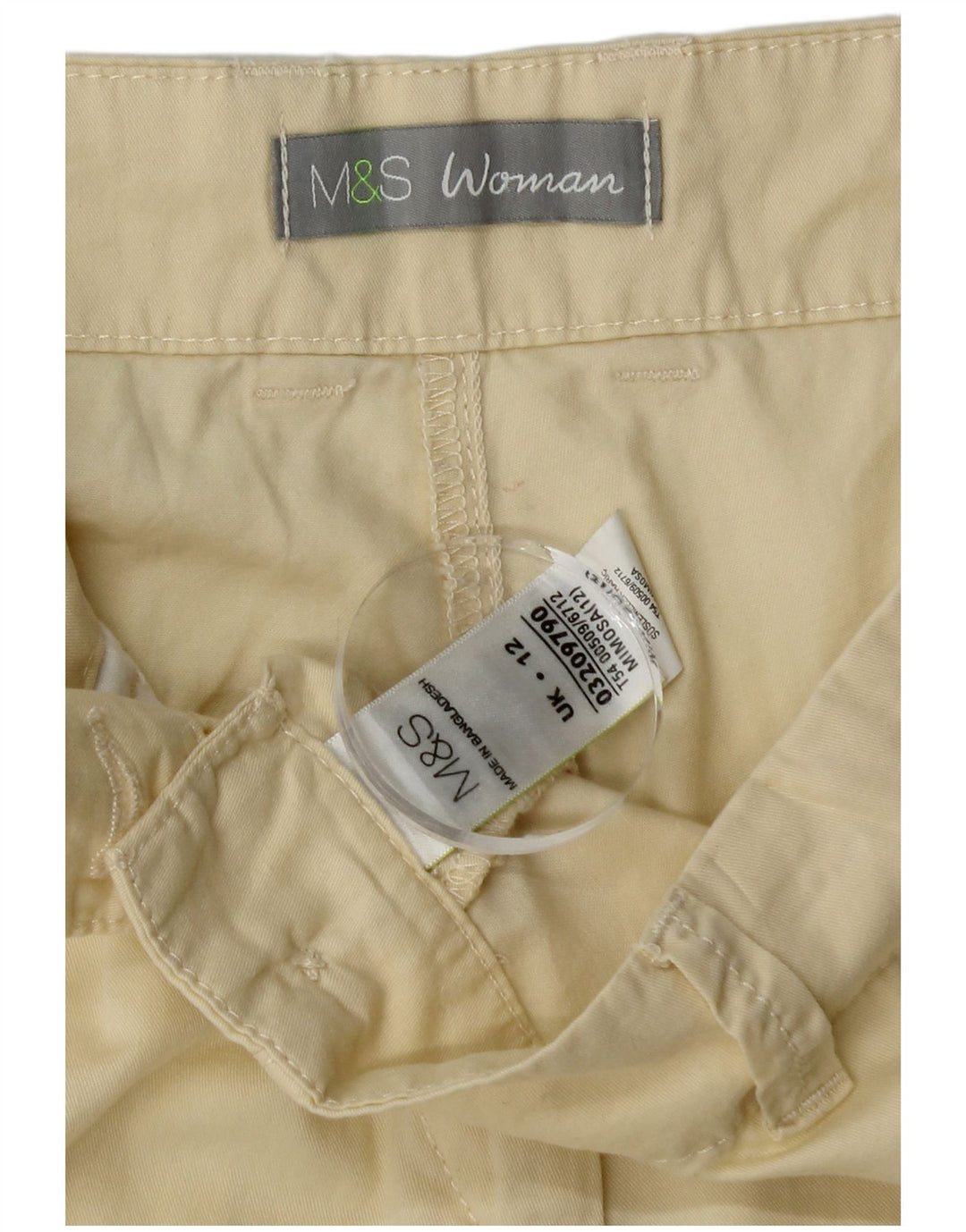 Marks & Spencer Womens Slim Chino Trousers UK 12 Medium W32 L29 Yellow