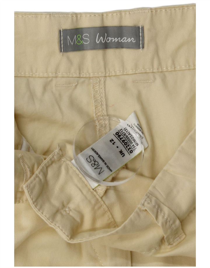 Marks & Spencer Womens Slim Chino Trousers UK 12 Medium W32 L29 Yellow