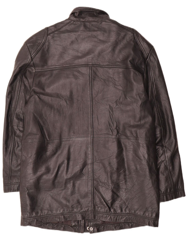 Mens Leather Coat UK 40 Large Black