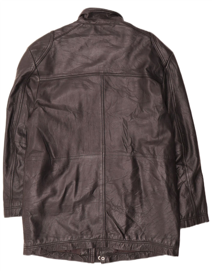 Mens Leather Coat UK 40 Large Black