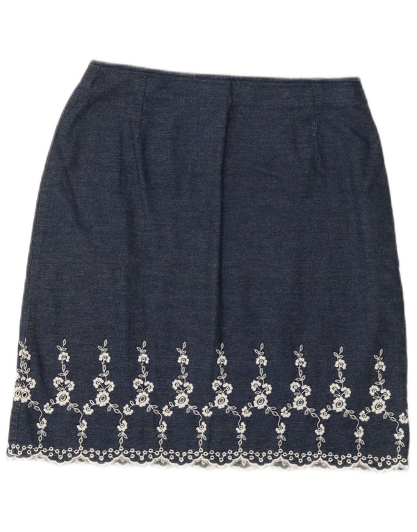 Marks & Spencer Womens Denim Skirt W28 Medium Navy Blue Floral