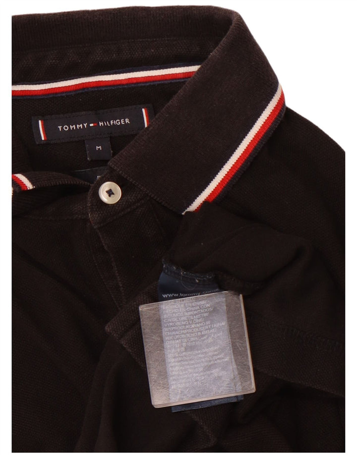 TOMMY HILFIGER Mens Slim Fit Polo Shirt Medium Black Cotton