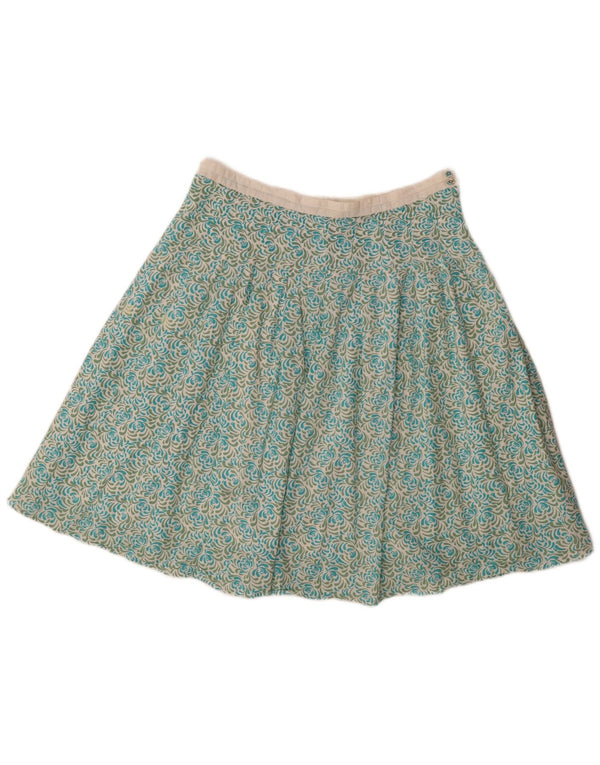 Marks & Spencer Womens Pleated Skirt UK 12 Medium W30 Turquoise Floral