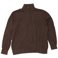 Eddie Bauer Mens Zip Neck Jumper Sweater XL Brown Cotton