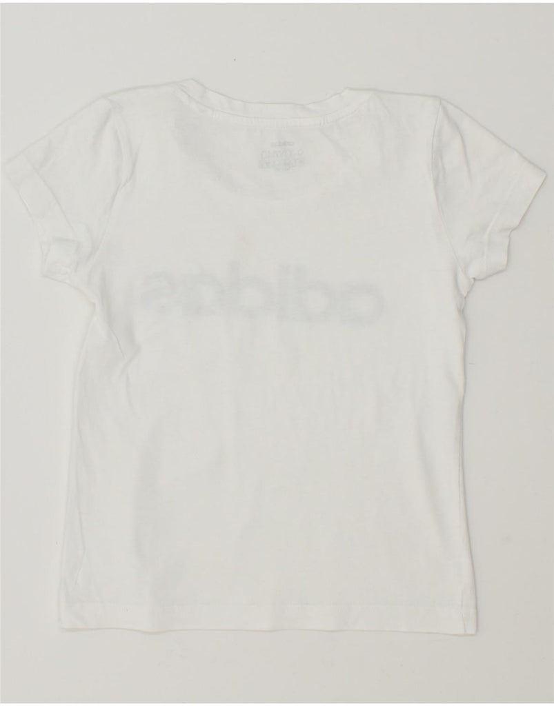 ADIDAS Girls Graphic T-Shirt Top 9-10 Years White Vintage Adidas and Second-Hand Adidas from Messina Hembry 