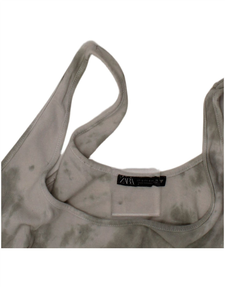 Zara Womens Bralette Crop Top Small Grey Tie Dye Cotton