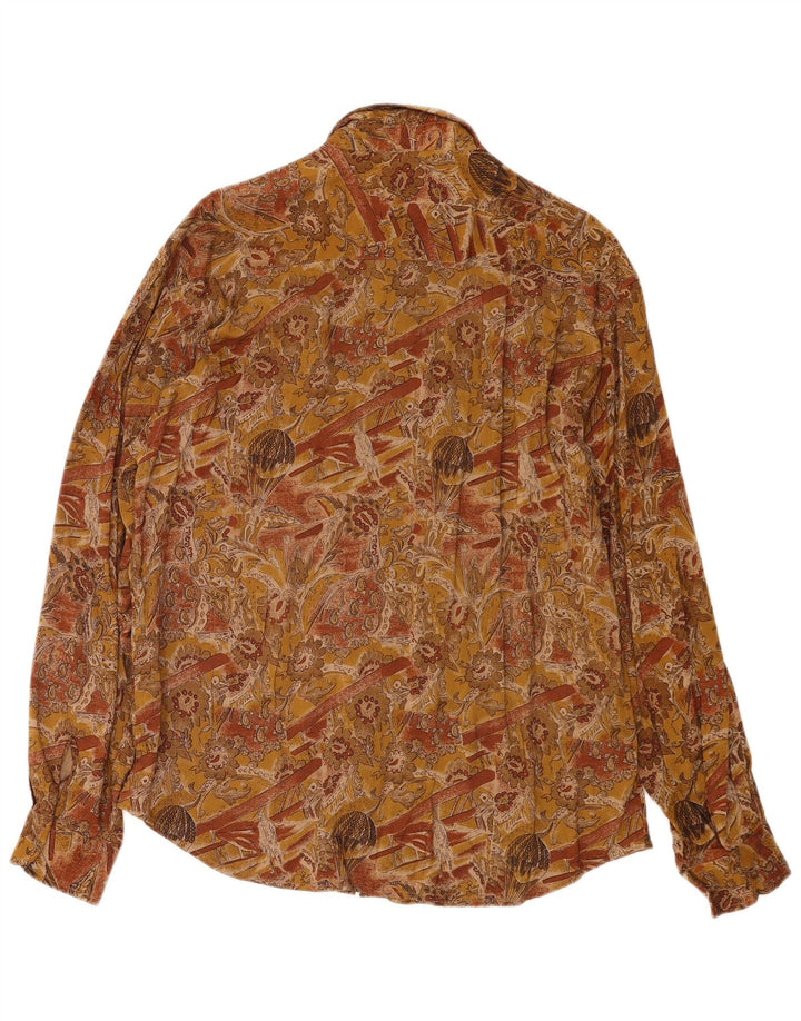 Vintage Mens Graphic Shirt XL Brown Viscose
