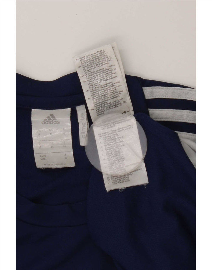 Adidas Mens Climalite T-Shirt Top Medium Navy Blue Colourblock Polyester