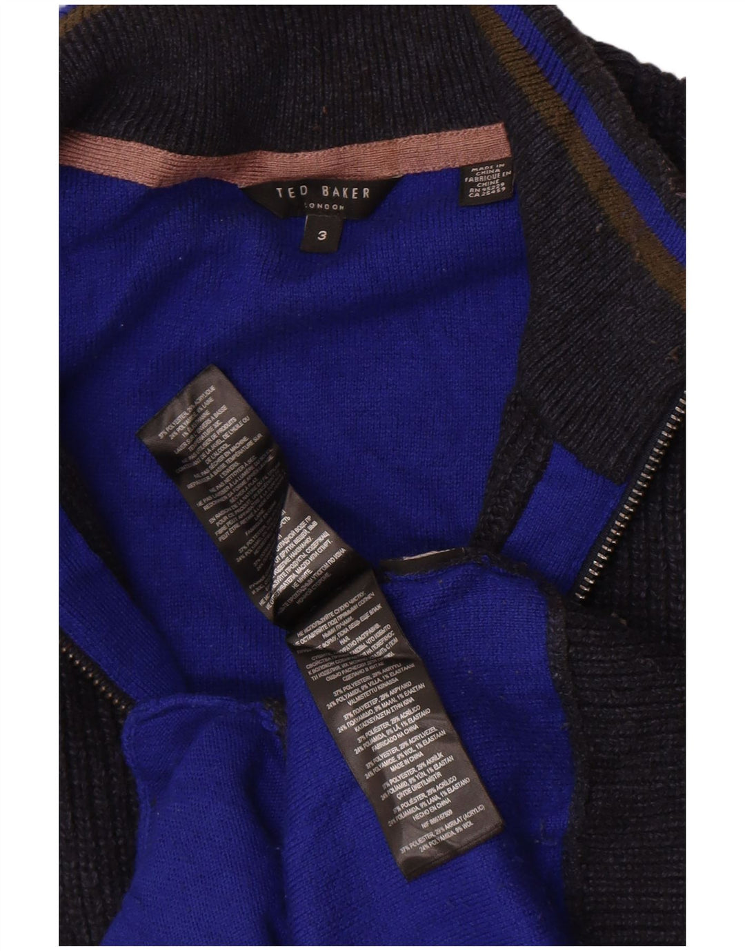 Ted Baker Mens Cardigan Sweater Size 3 Medium Navy Blue Polyester