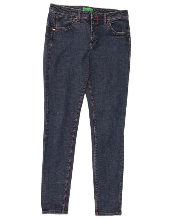 Benetton Womens Skinny Jeans W31 L30 Navy Blue Cotton