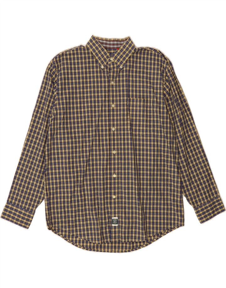 IZOD Mens Grant Fit Flannel Shirt Large Yellow Check Cotton Vintage Izod and Second-Hand Izod from Messina Hembry 