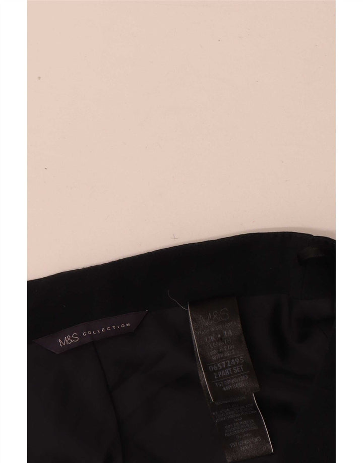 Marks & Spencer Womens Pencil Skirt UK 14 Large W32 Navy Blue Polyester